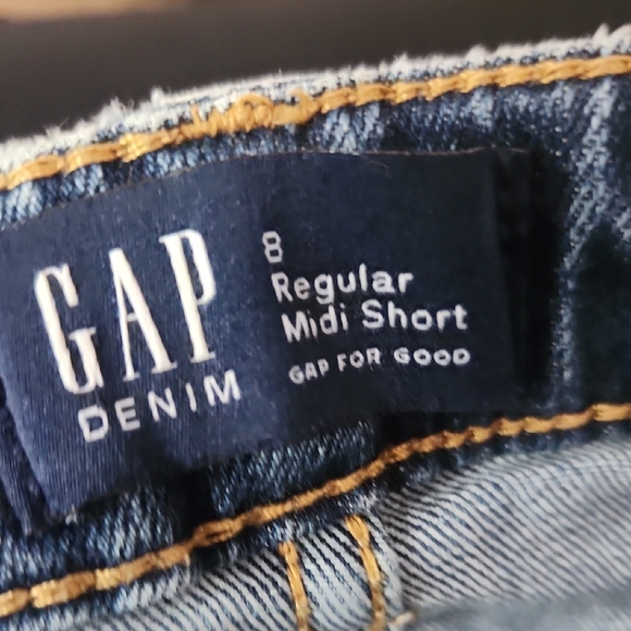 Gap Regular Midi Jean Denim Shorts Adjustable Waist Size 8 - Picture 3 of 7
